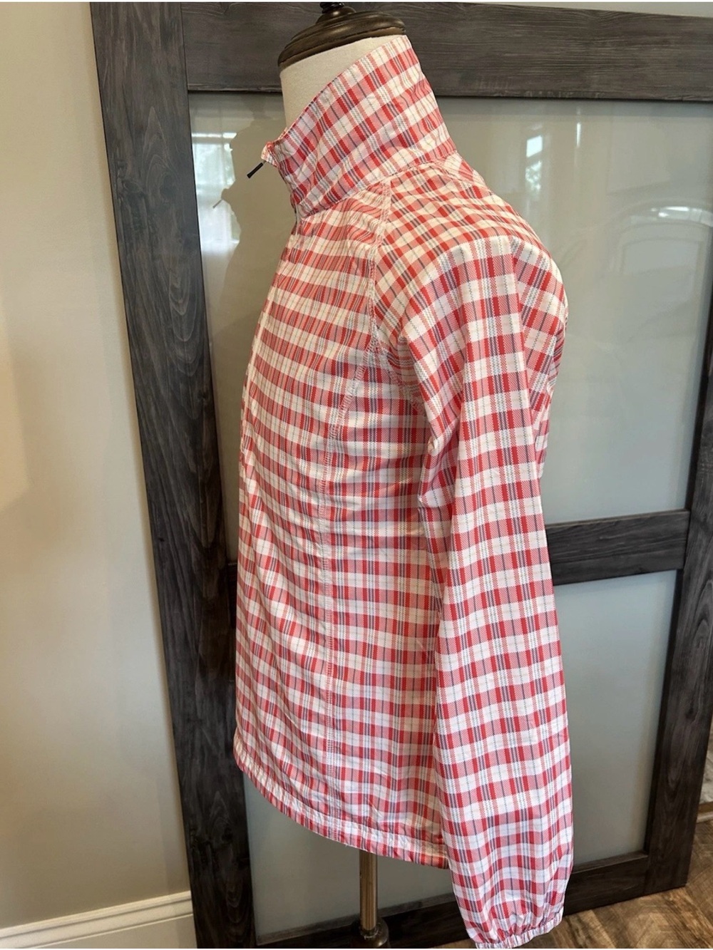 PETER MILLAR WIND Women’s Small Red Plaid  1/2 Zip Golf Lightweight Windbreaker - Picture 3 of 6